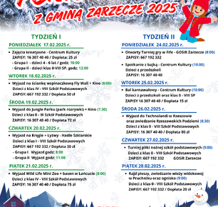 FERIE ZIMOWE Z GMINĄ ZARZECZE 2025