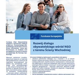 FUNDACJA MISJI OBYWATELSKIEJ – PROJEKT PN. „ROZWÓJ DIALOGU OBYWATELSKIEGO WŚRÓD NGO Z TERENU ŚCIANY WSCHODNIEJ"
