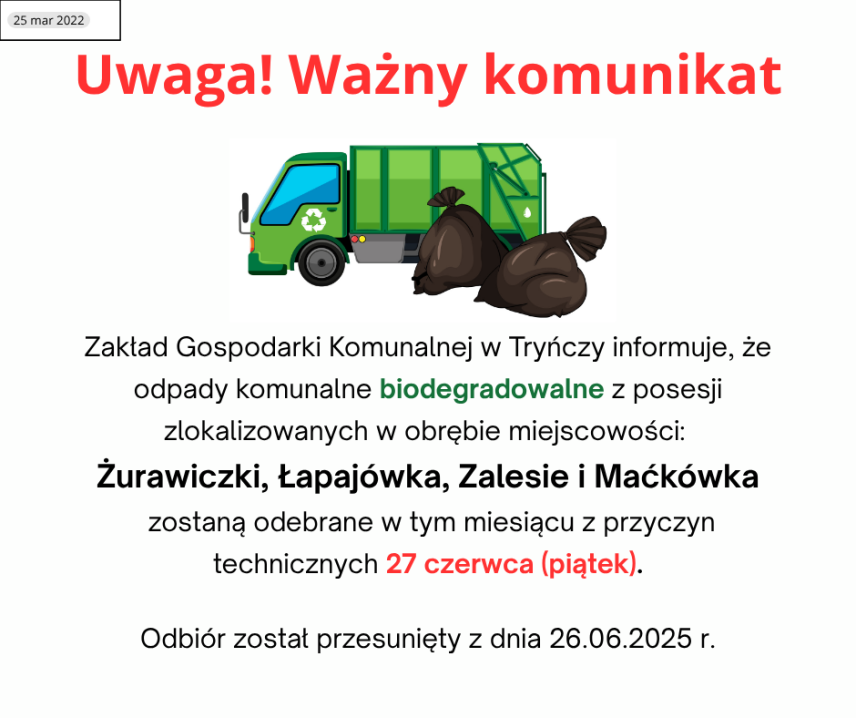 WAŻNY KOMUNIKAT