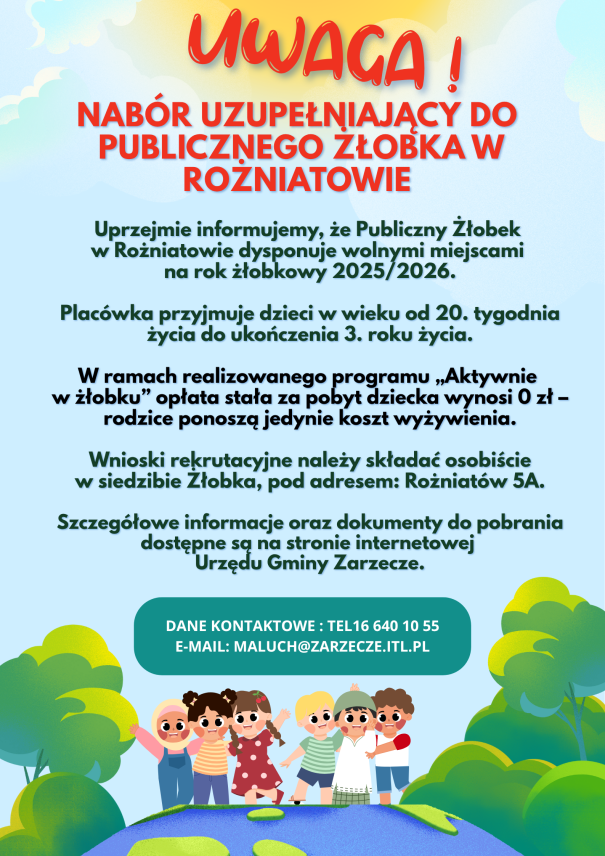 NABÓR UZUPEŁNIAJĄCY DO PUBLICZNEGO ŻŁOBKA W ROŻNIATOWIE