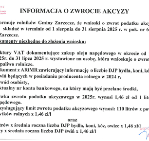 INFORMACJA O ZWROCIE AKCYZY