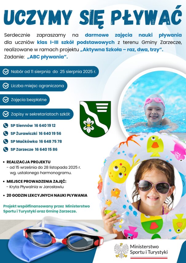 UCZYMY SIĘ PŁYWAĆ - DARMOWE ZAJĘCIA NAUKI PŁYWANIA