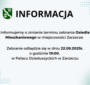 ZMIANA TERMINU ZEBRANIA OSIEDLA MIESZKANIOWEGO W ZARZECZU