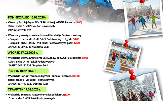 FERIE ZIMOWE Z GMINĄ ZARZECZE 2026