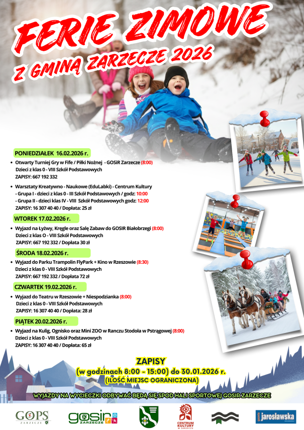 FERIE ZIMOWE Z GMINĄ ZARZECZE 2026