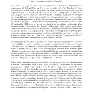 OGŁOSZENIE O ROZPOCZĘCIU KONSULTACJI SPOŁECZNYCH PROJEKTU MIEJSCOWEGO PLANU ZAGOSPODAROWANIA PRZESTRZENNEGO WRAZ Z PROGNOZĄ ODDZIAŁYWANIA NA ŚRODOWISKO W GMINIE ROŹWIENICA