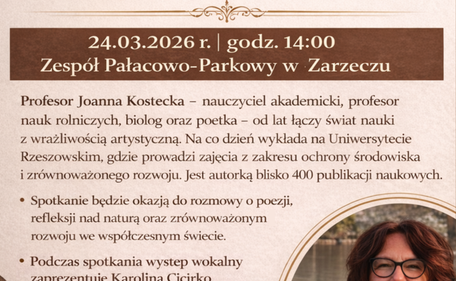 SPOTKANIE AUTORSKIE Z PROF. DR HAB. JOANNA KOSTECKA "Z POEZJĄ O ZRÓWNOWAŻONYM ROZWOJU"