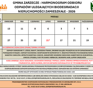 HARMONOGRAM ODBIORU ODPADÓW KOMUNALNYCH BIODEGRADOWALNYCH 2026