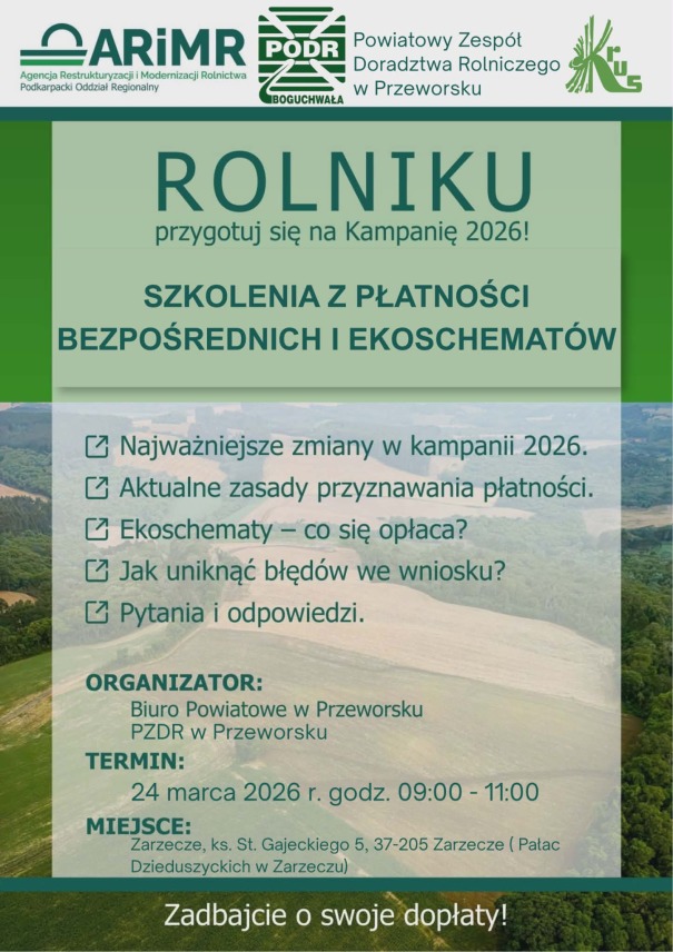 SZKOLENIA Z PŁATNOŚCI BEZPOŚREDNICH I EKOSCHEMATÓW