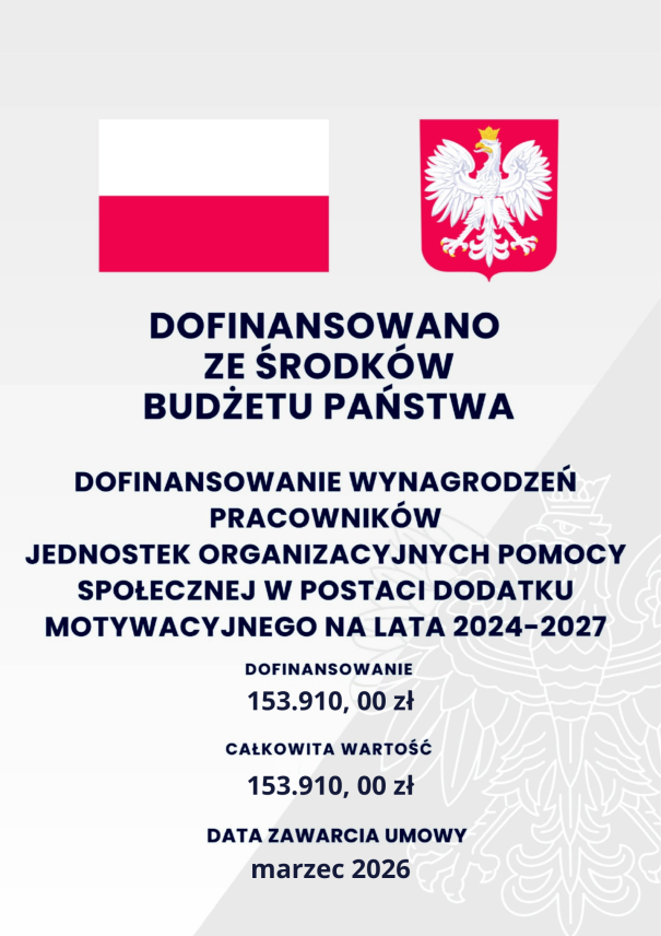 DOFINANSOWANIE WYNAGRODZEŃ PRACOWNIKÓW JEDNOSTEK ORGANIZACYJNYCH POMOCY SPOŁECZNEJ W POSTACI DODATKU MOTYWACYJNEGO NA LATA 2024–2027