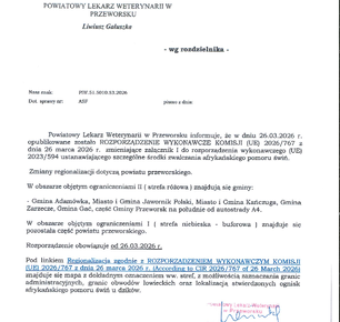 INFORMACJA DOTYCZĄCA AFRYKAŃSKIEGO POMORU ŚWIŃ