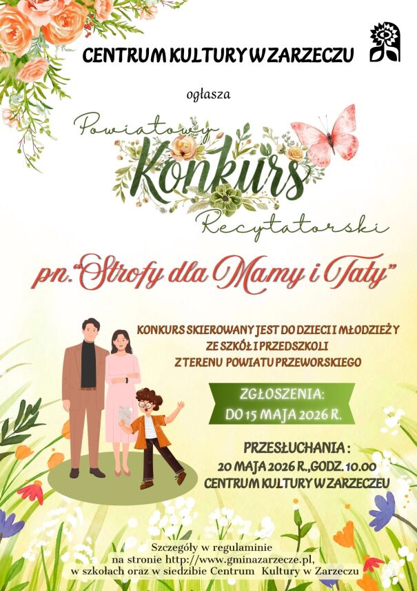 POWIATOWY KONKURS RECYTATORSKI POD NAZWĄ „STROFY DLA MAMY I TATY”