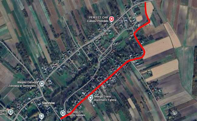 UTRUDNIENIA W RUCHU DROGOWYM W MIEJSCOWOŚCI SIENNÓW