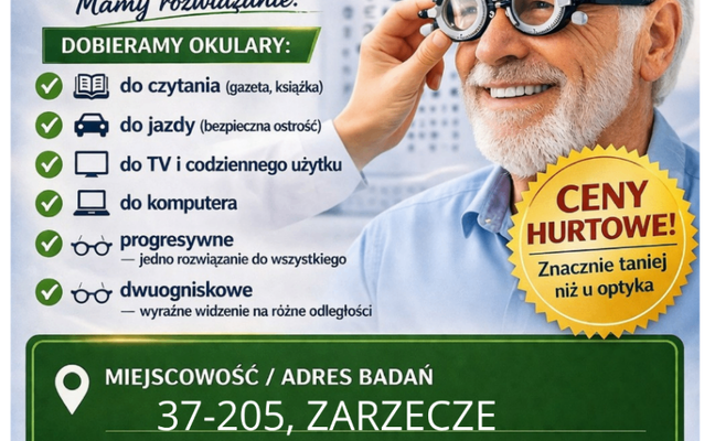 BEZPŁATNE BADANIE WZROKU W ZARZECZU