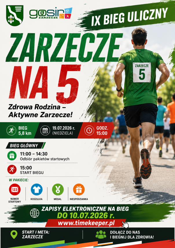 IX BIEG ULICZNY ZARZECZE NA 5 ,,ZDROWA RODZINA - AKTYWNE ZARZECZE"