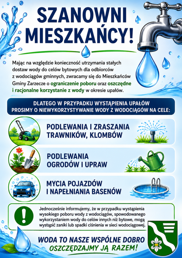 UPAŁY TRWAJĄ - OSZCZĘDZAJMY WODĘ!