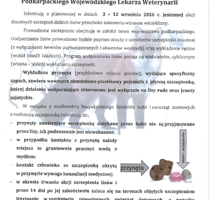 KOMUNIKAT PODKARPACKIEGO WOJEWÓDZKIEGO LEKARZA WETERYNARII