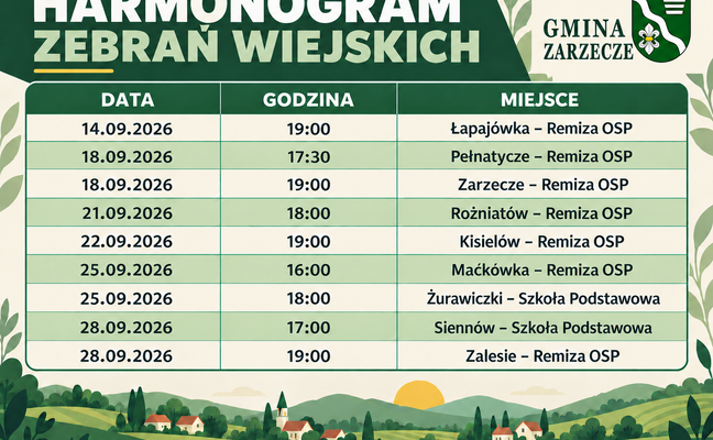 HARMONOGRAM ZEBRAŃ WIEJSKICH