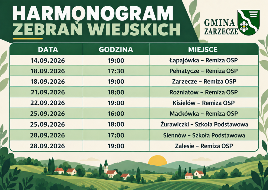 HARMONOGRAM ZEBRAŃ WIEJSKICH