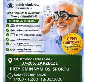 BEZPŁATNE BADANIE WZROKU W ZARZECZU