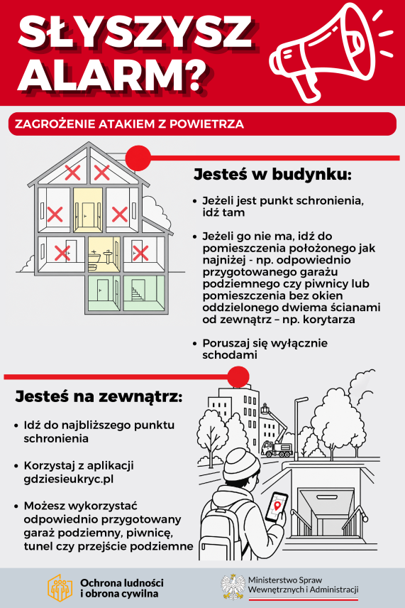 ALERTY RCB I ZASADY BEZPIECZEŃSTWA W PRZYPADKU ZAGROŻENIA Z POWIETRZA